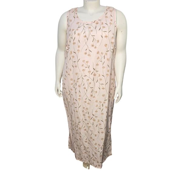 VTG Positive Influence Linen Dress 2pc Set Womens Plus 20W Cottagecore Floral - Picture 3 of 14